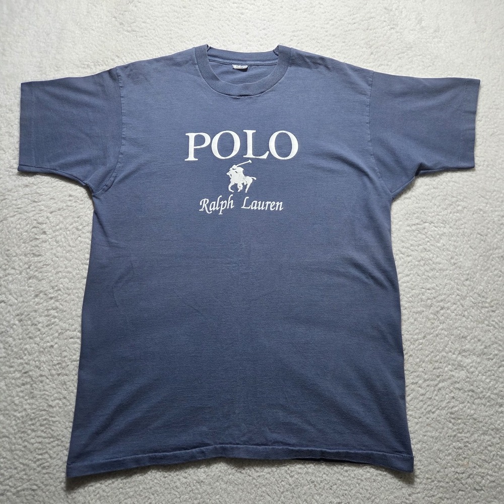Vintage 90's Polo Ralph Lauren T-Shirt Single Stitch Men's XL Spell Out Pony